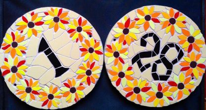 round-mosaic-sunflower-house-number