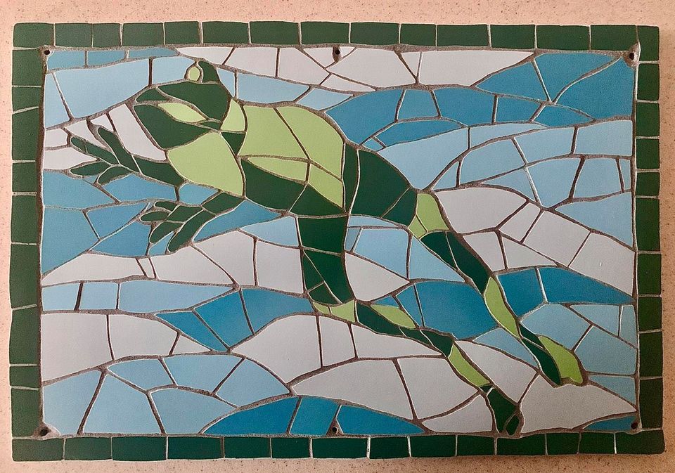 Latest mosaic commission leaping to its new home!